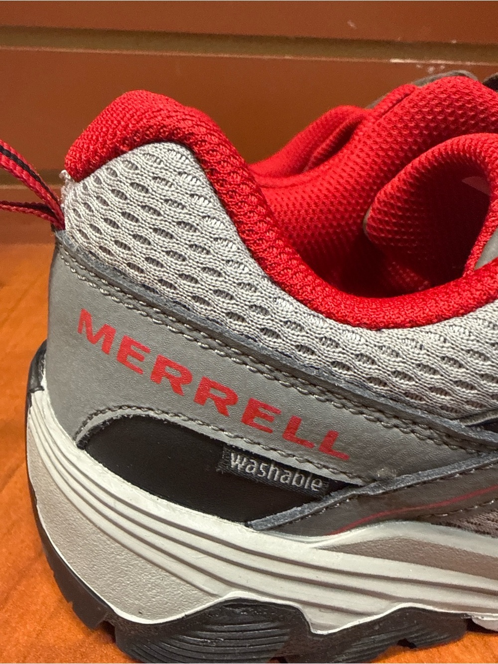 Merrell Kids Gray and Red Trail Sneakers - Picture 6 of 10